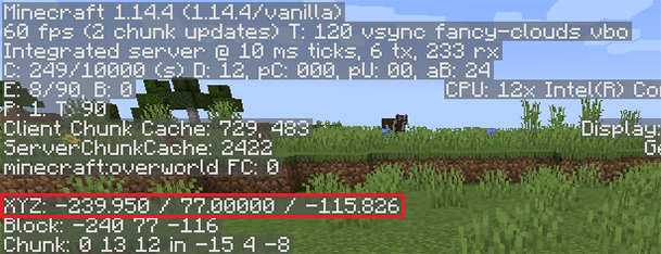 Minecraft Creative Activation Coordinates