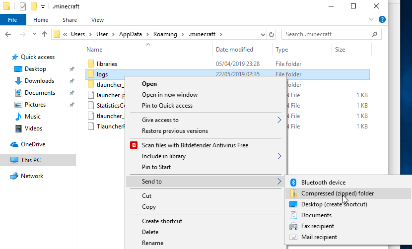The process of archiving the logs folder
